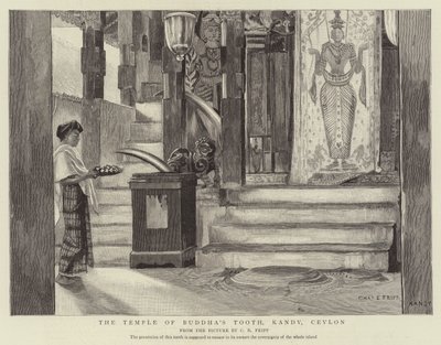 Il Tempio del Dente di Buddha, Kandy, Ceylon da Charles Edwin Fripp